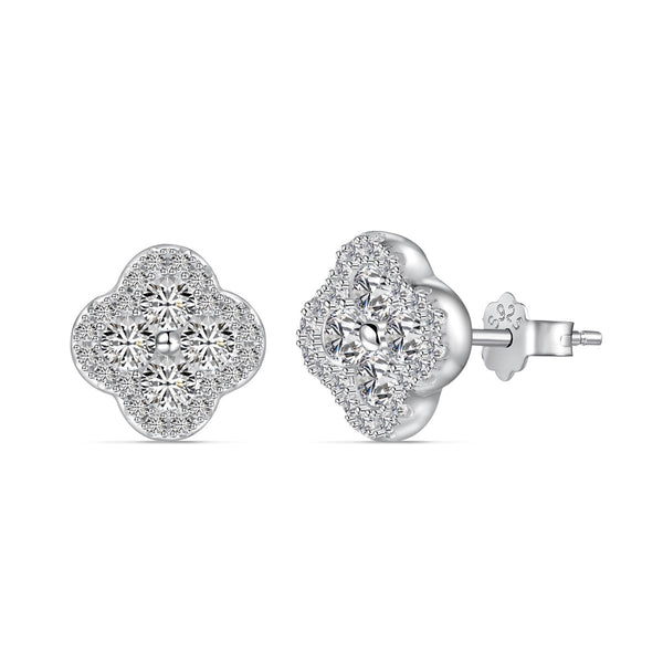 [Clover Joyas] Pendientes con forma de flor de trébol de cuatro hojas