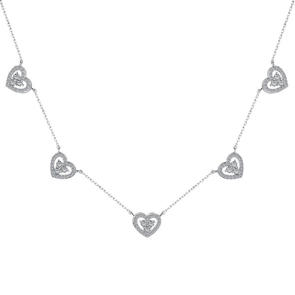 [Clover Jewelrys]Collar Brillante de Cinco Corazones