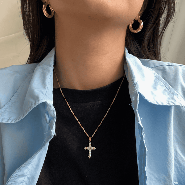 [Clover Jewelrys]Delicado Collar con Forma de Cruz