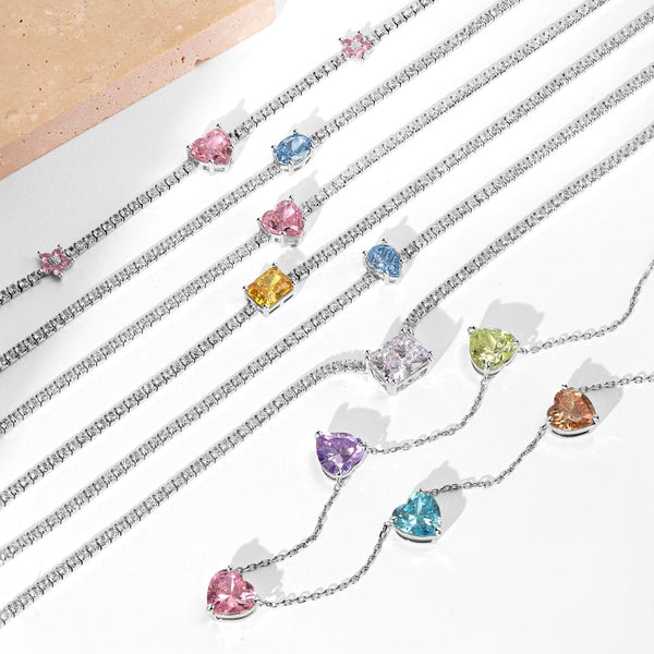 [Clover Jewelrys]Collar de flor y corazón rosa deslumbrante