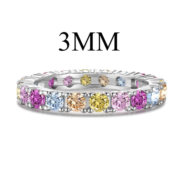 [Clover Jewelrys]Anillo de tenis deslumbrante y brillante de corte redondo