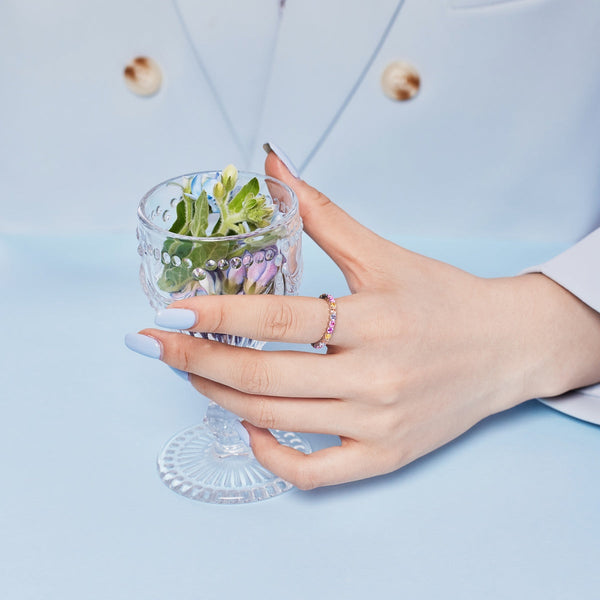[Clover Jewelrys]Anillo de fiesta deslumbrante con corte redondo resplandeciente