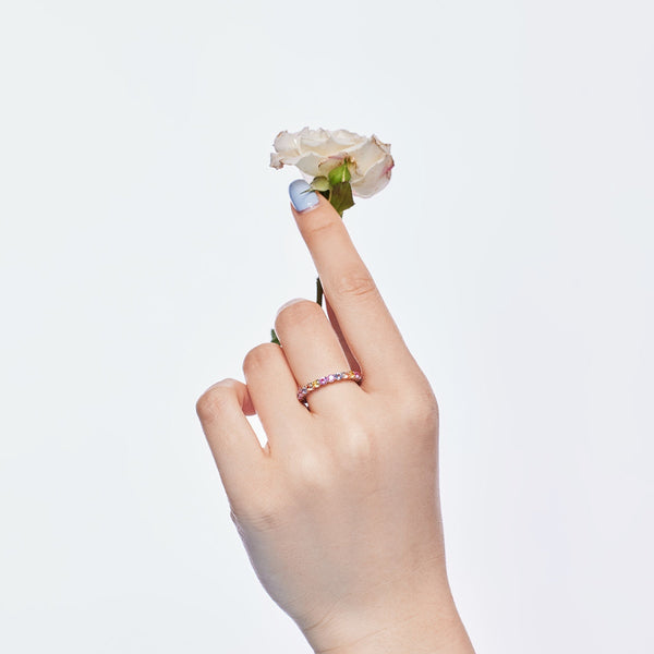 [Clover Jewelrys]Anillo de fiesta deslumbrante con corte redondo resplandeciente