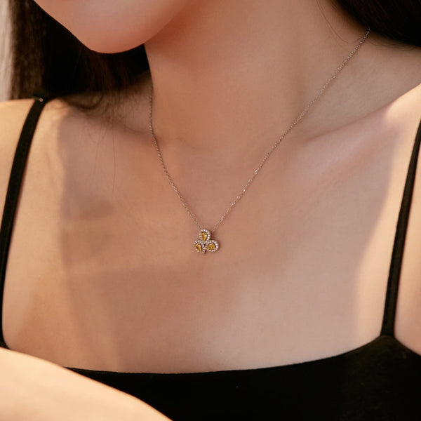[Clover Jewelrys]Collar elegante con forma de flor y corte de pera