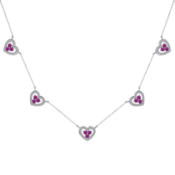 [Clover Jewelrys]Collar Brillante de Cinco Corazones
