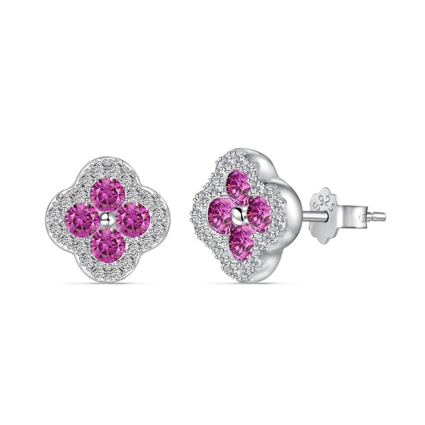 [Clover Joyas] Pendientes con forma de flor de trébol de cuatro hojas