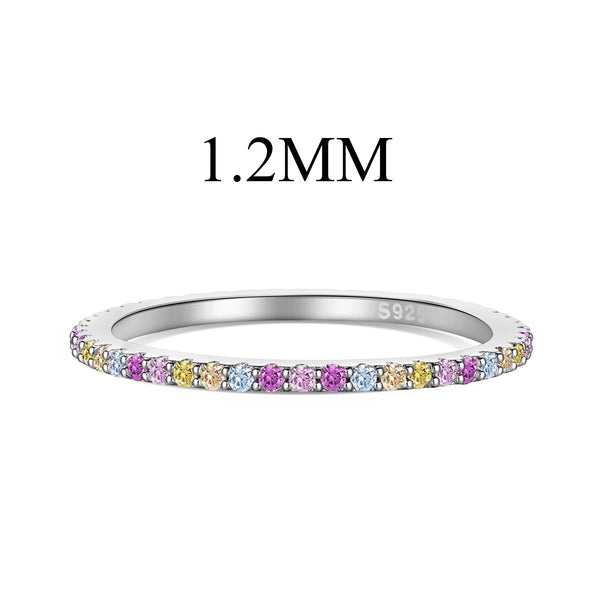 [Clover Jewelrys]Anillo de tenis de corte redondo, colorido y ornamentado
