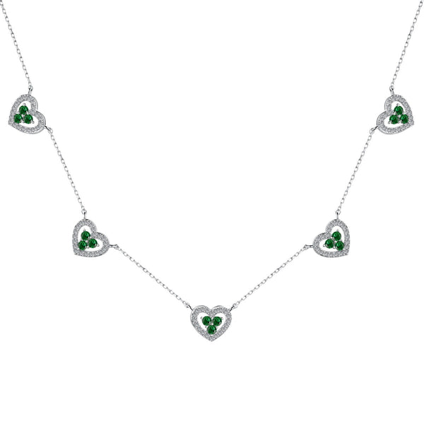 [Clover Jewelrys]Collar Brillante de Cinco Corazones
