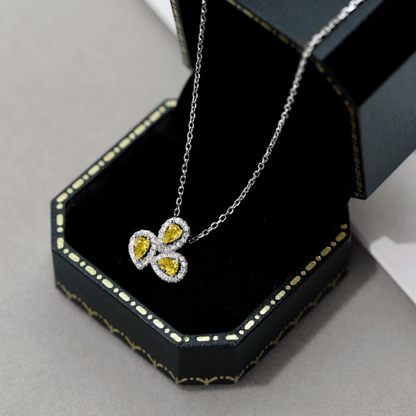 [Clover Jewelrys]Collar elegante con forma de flor y corte de pera