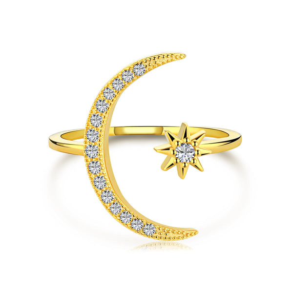 [Clover Jewelrys]Anillo de luna y estrella de la eternidad