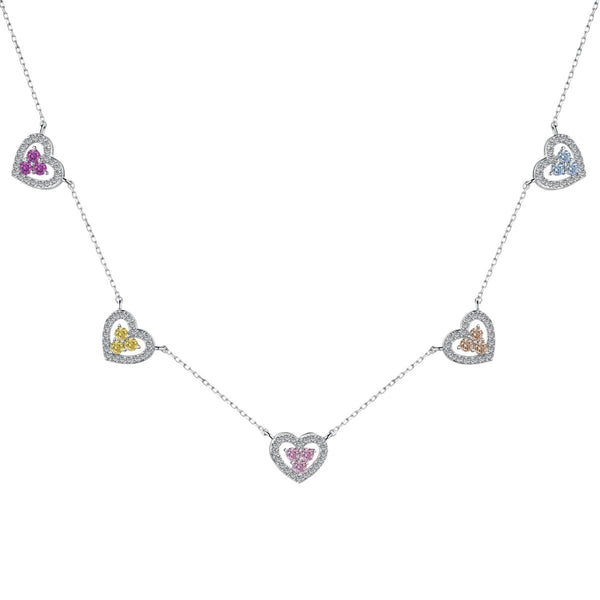 [Clover Jewelrys]Collar Brillante de Cinco Corazones