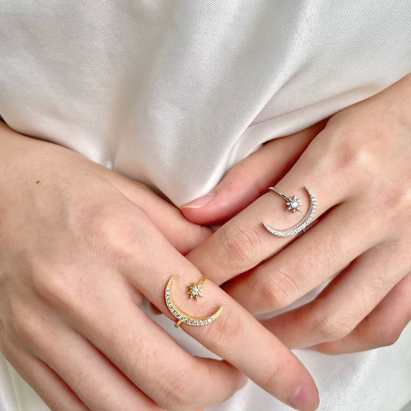 [Clover Jewelrys]Anillo de luna y estrella de la eternidad