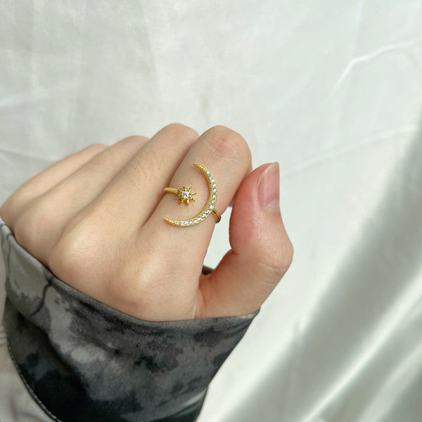 [Clover Jewelrys]Anillo de luna y estrella de la eternidad