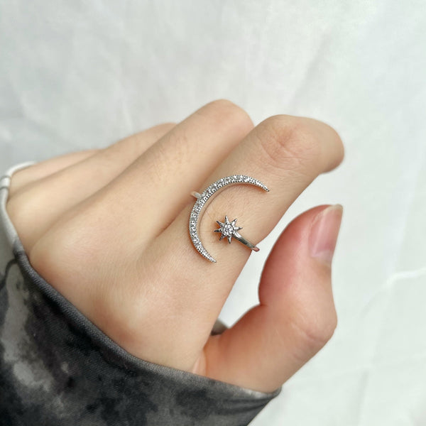 [Clover Jewelrys]Anillo de luna y estrella de la eternidad