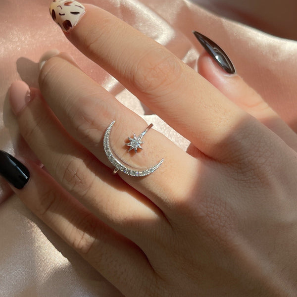 [Clover Jewelrys]Anillo de luna y estrella de la eternidad
