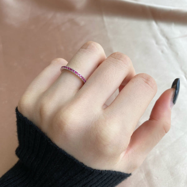 [Clover Joyas] Anillo Diario Delicado con Brillantes de Talla Redonda