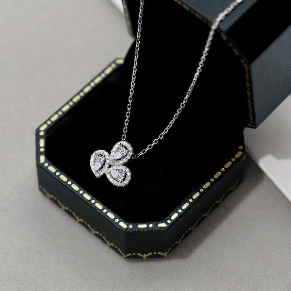 [Clover Jewelrys]Collar elegante con forma de flor y corte de pera