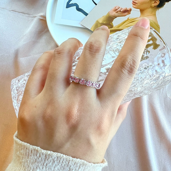 [Clover Jewelrys]Anillo Eternity con circonitas redondas