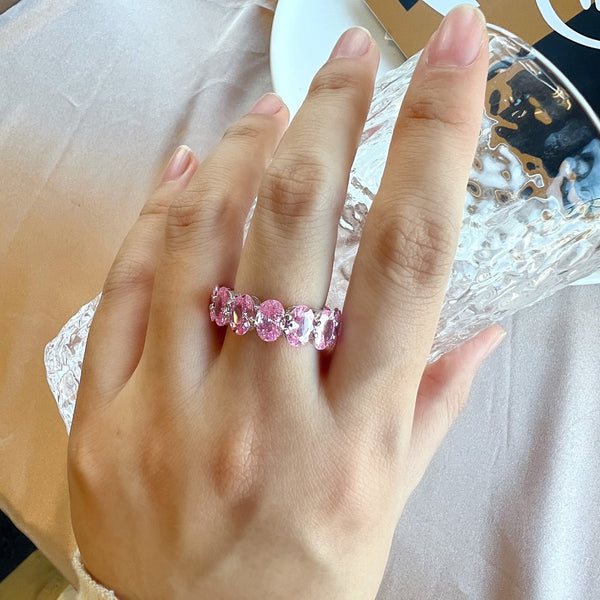 [Clover Jewelrys]Anillo de tenis delicado con talla cojín alargada