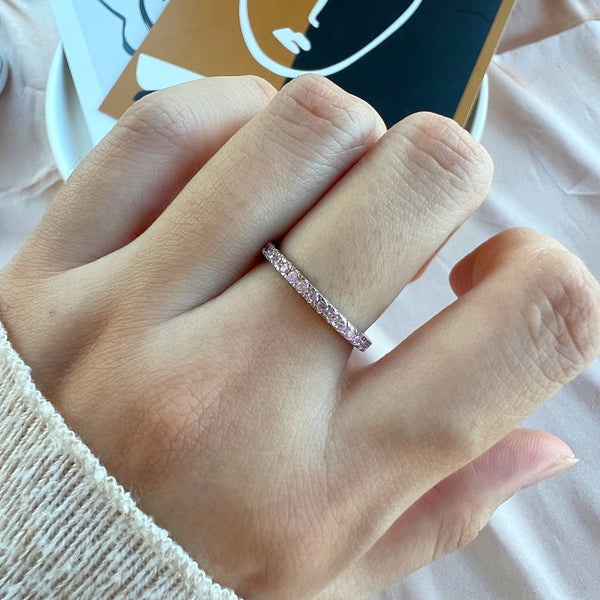 [Clover Joyas] Anillo Diario Delicado con Brillantes de Talla Redonda
