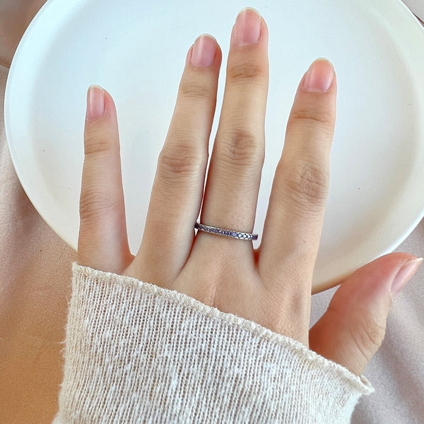 [Clover Joyas] Anillo Diario Delicado con Brillantes de Talla Redonda
