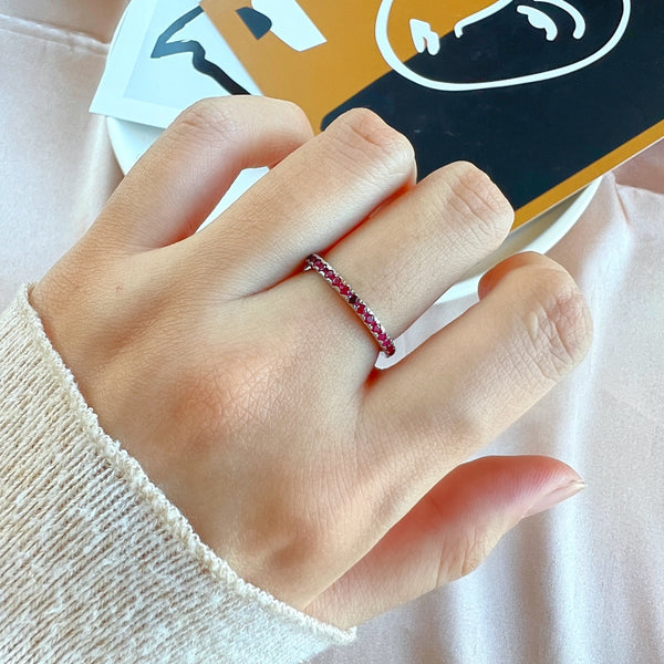 [Clover Joyas] Anillo Diario Delicado con Brillantes de Talla Redonda