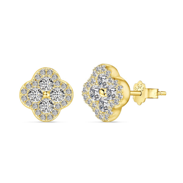 [Clover Joyas] Pendientes con forma de flor de trébol de cuatro hojas