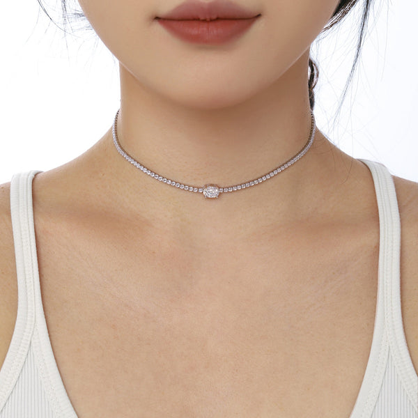 [Clover Jewelrys]1.0 Carat Shining Oval Cut Necklace