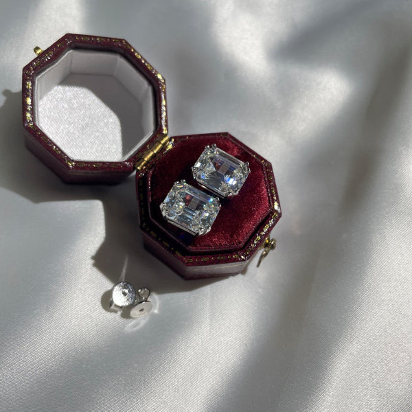 [Clover Jewelrys]Pendientes deslumbrantes en forma cuadrada