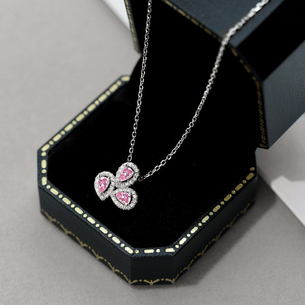 [Clover Jewelrys]Collar elegante con forma de flor y corte de pera