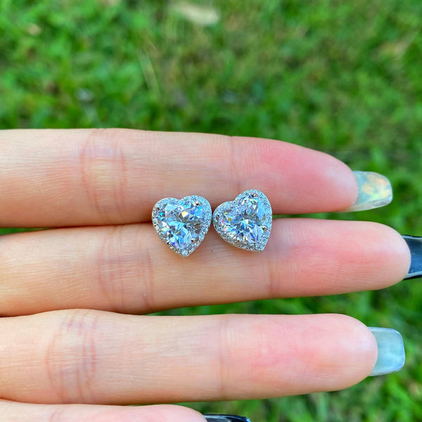 [Clover Jewelrys]Pendientes en forma de corazón brillante para amantes