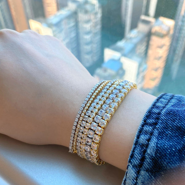 [Clover Jewelrys]Pulsera de tenis con corte de princesa radiante y brillante