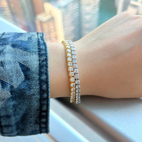 [Clover Joyas] Pulsera de tenis con corte de princesa radiante y brillante