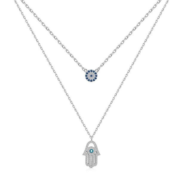 [Clover Joyas] Collar Mano de Fátima Ojo de Demonio