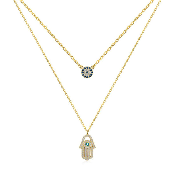 [Clover Joyas] Collar Mano de Fátima Ojo de Demonio