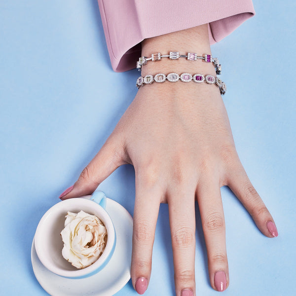 [Clover Jewelrys]Exquisita Pulsera Diaria con Corte Esmeralda Ornamentado