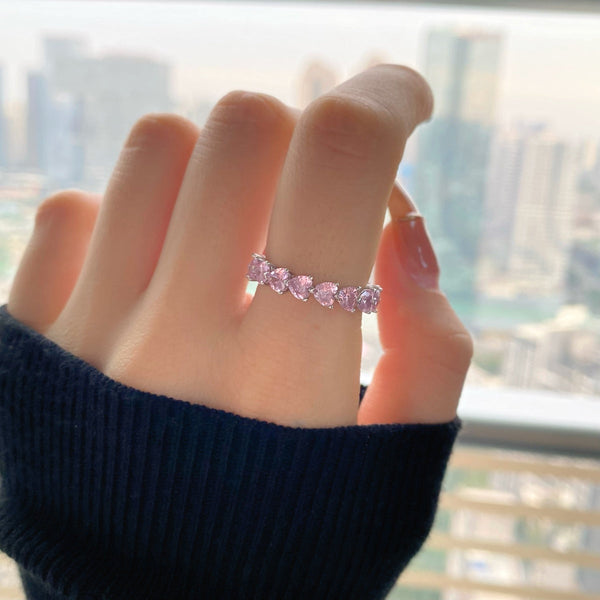 [Clover Jewelrys]Anillo de enamorados con corte de corazón Radiant Romance de 0,25 quilates