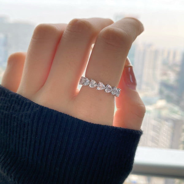 [Clover Jewelrys]Anillo de enamorados con corte de corazón Radiant Romance de 0,25 quilates