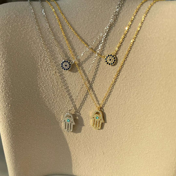 [Clover Joyas] Collar Mano de Fátima Ojo de Demonio