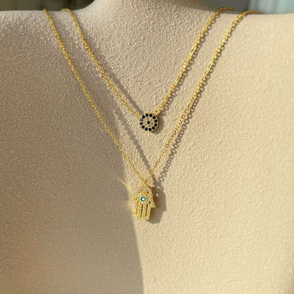 [Clover Joyas] Collar Mano de Fátima Ojo de Demonio