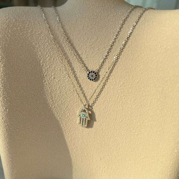 [Clover Joyas] Collar Mano de Fátima Ojo de Demonio