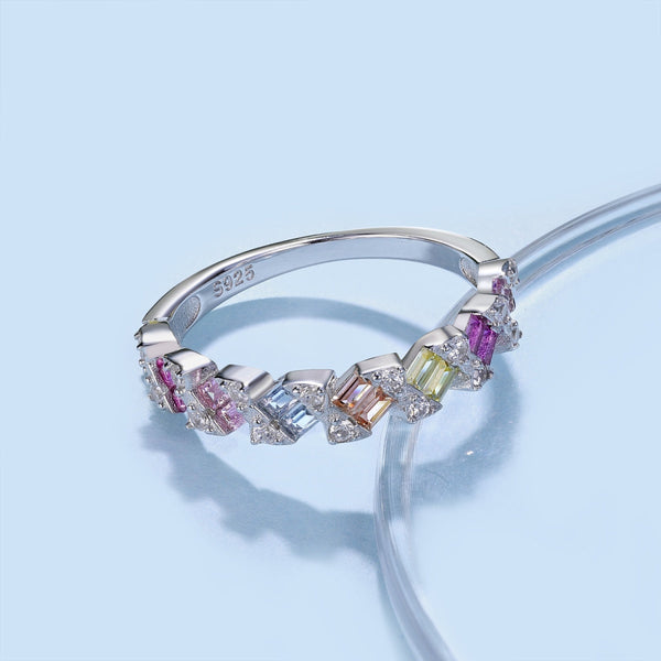 [Clover Jewelrys]Delicado anillo diario de corte esmeralda vibrante