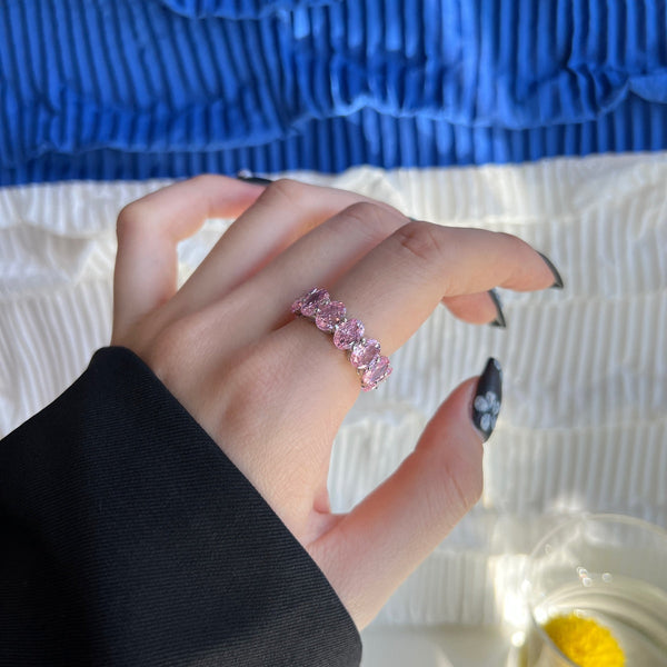 [Clover Jewelrys]Anillo de tenis delicado con talla cojín alargada