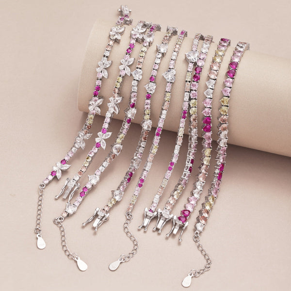 [Clover Jewelrys]Delicada pulsera de fiesta con corte esmeralda y colorida