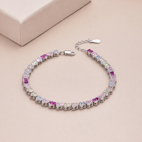[Clover Jewelrys]Delicada pulsera de fiesta con corte esmeralda y colorida