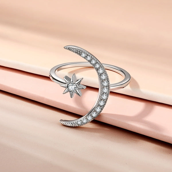 [Clover Jewelrys]Anillo de luna y estrella de la eternidad