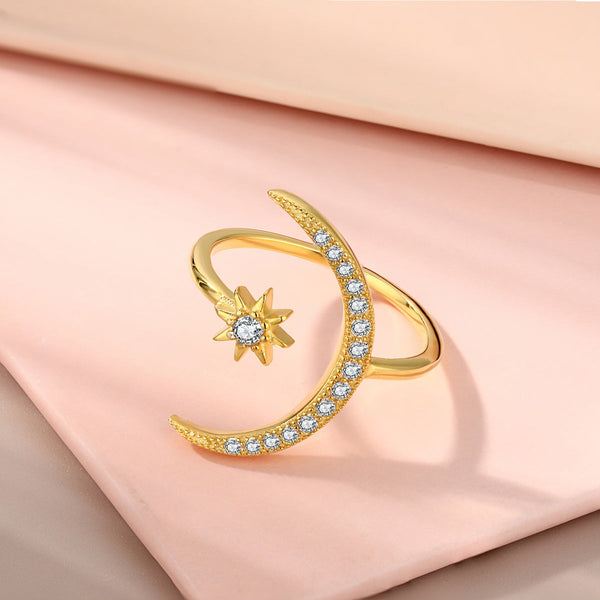 [Clover Jewelrys]Anillo de luna y estrella de la eternidad