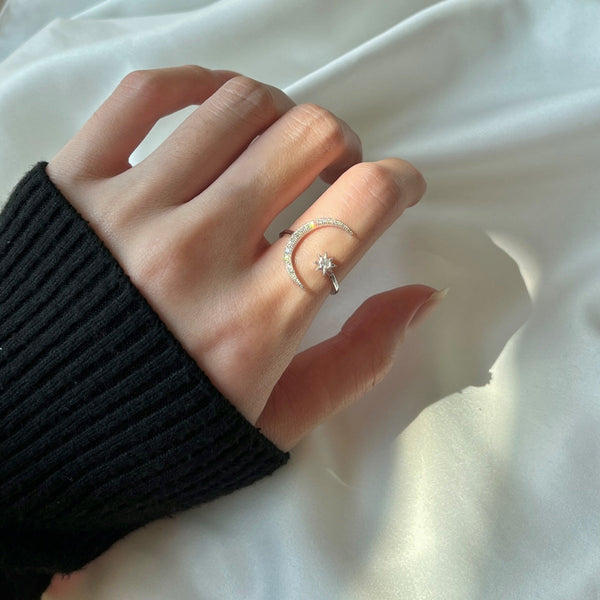 [Clover Jewelrys]Anillo de luna y estrella de la eternidad