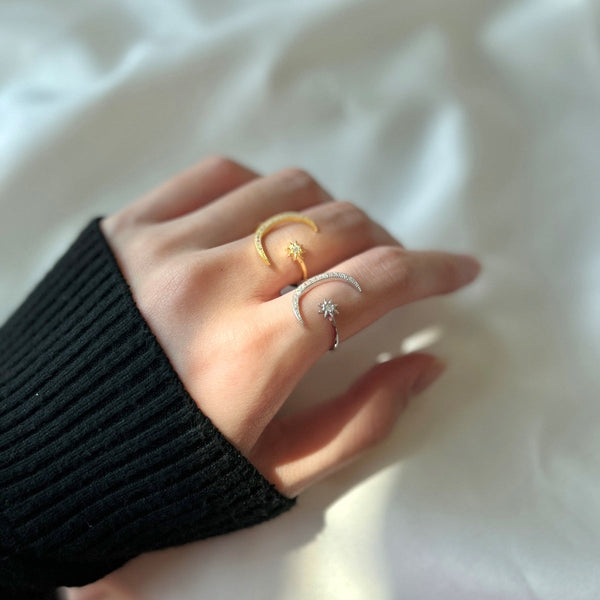 [Clover Jewelrys]Anillo de luna y estrella de la eternidad