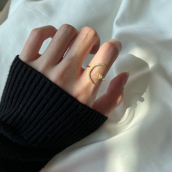 [Clover Jewelrys]Anillo de luna y estrella de la eternidad